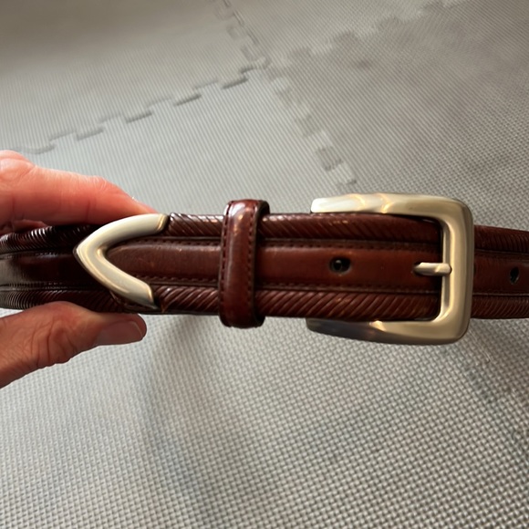 Brighton Men’s brown leather belt with metal top size 42 - Picture 1 of 4